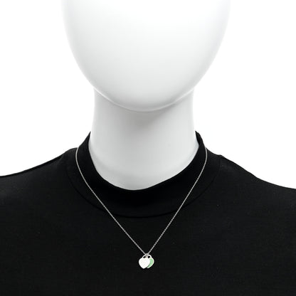 Tiffany Sterling Silver Enamel Return to Tiffany Double Mini Heart Tag Pendant Necklace Blue 2 of 4