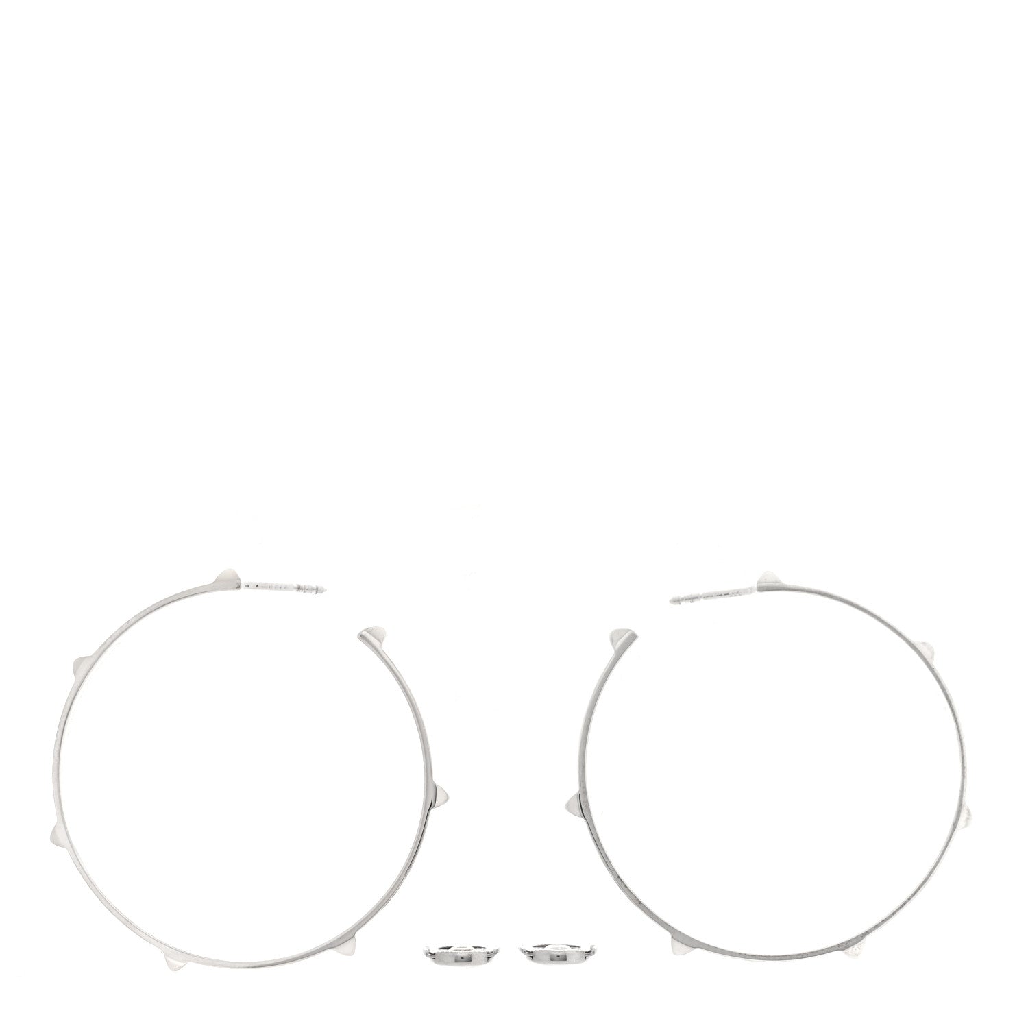 Hermes Sterling Silver Mini Clous Hoop Earrings 3 of 5