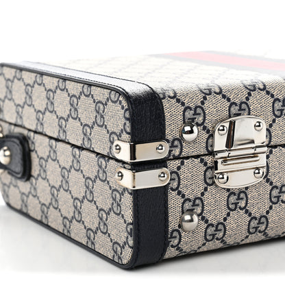 Gucci GG Supreme Monogram Web Savoy Medium Top Handle Beauty Case Beige Blue 8 of 9
