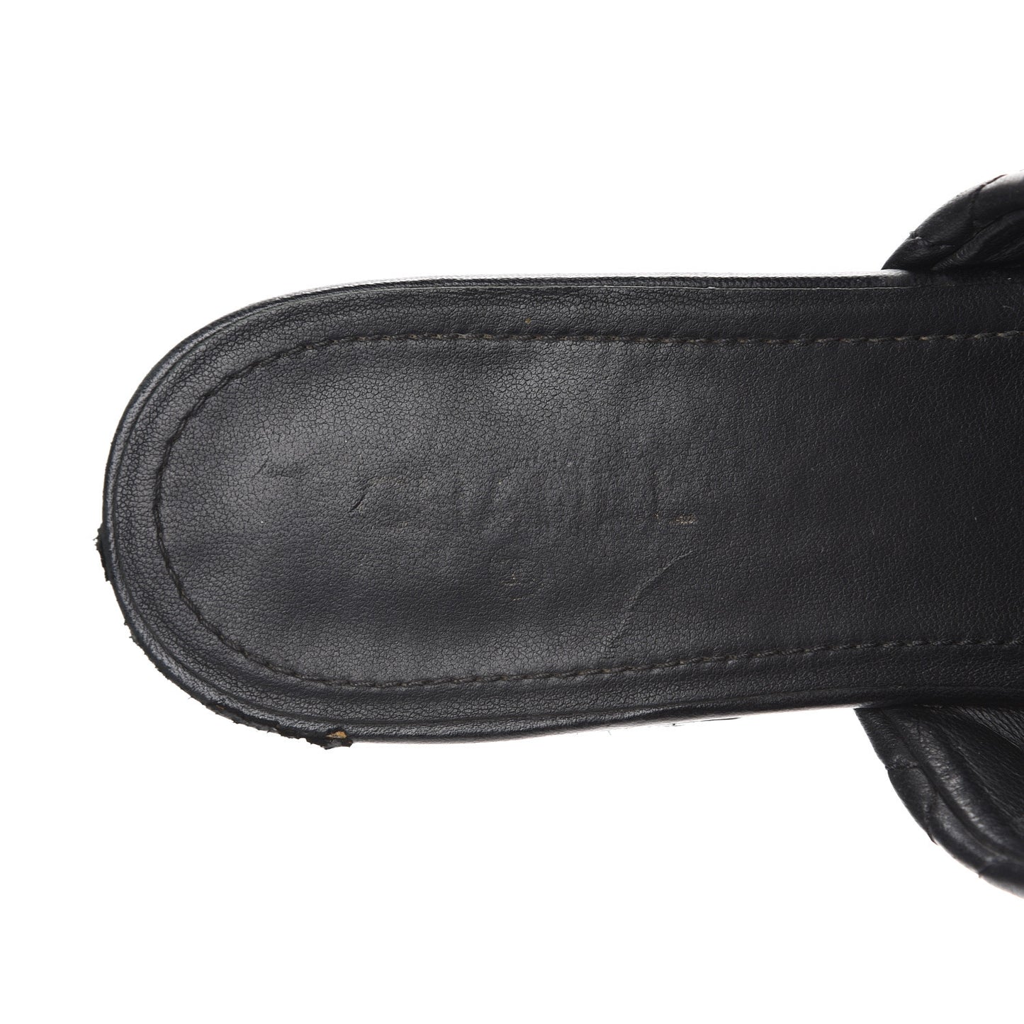 Lambskin Patent Quilted Chain Mules 38 Black