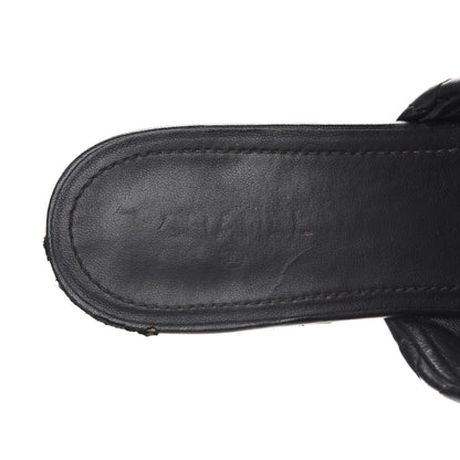 Chanel Lambskin Patent Quilted Chain Mules 38 Black 9 of 16