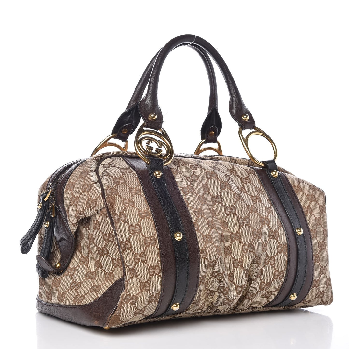 Monogram Medium Interlocking Icon Tote Dark Brown