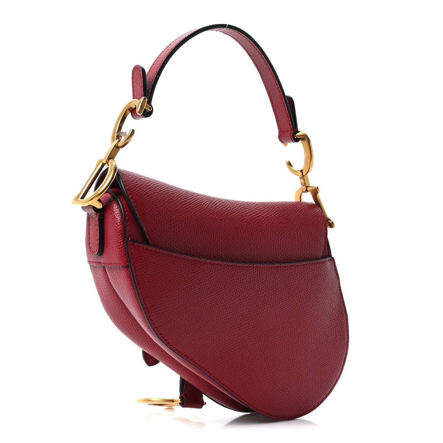 Christian Dior Grained Calfskin Mini Saddle Bag Red 3 of 10