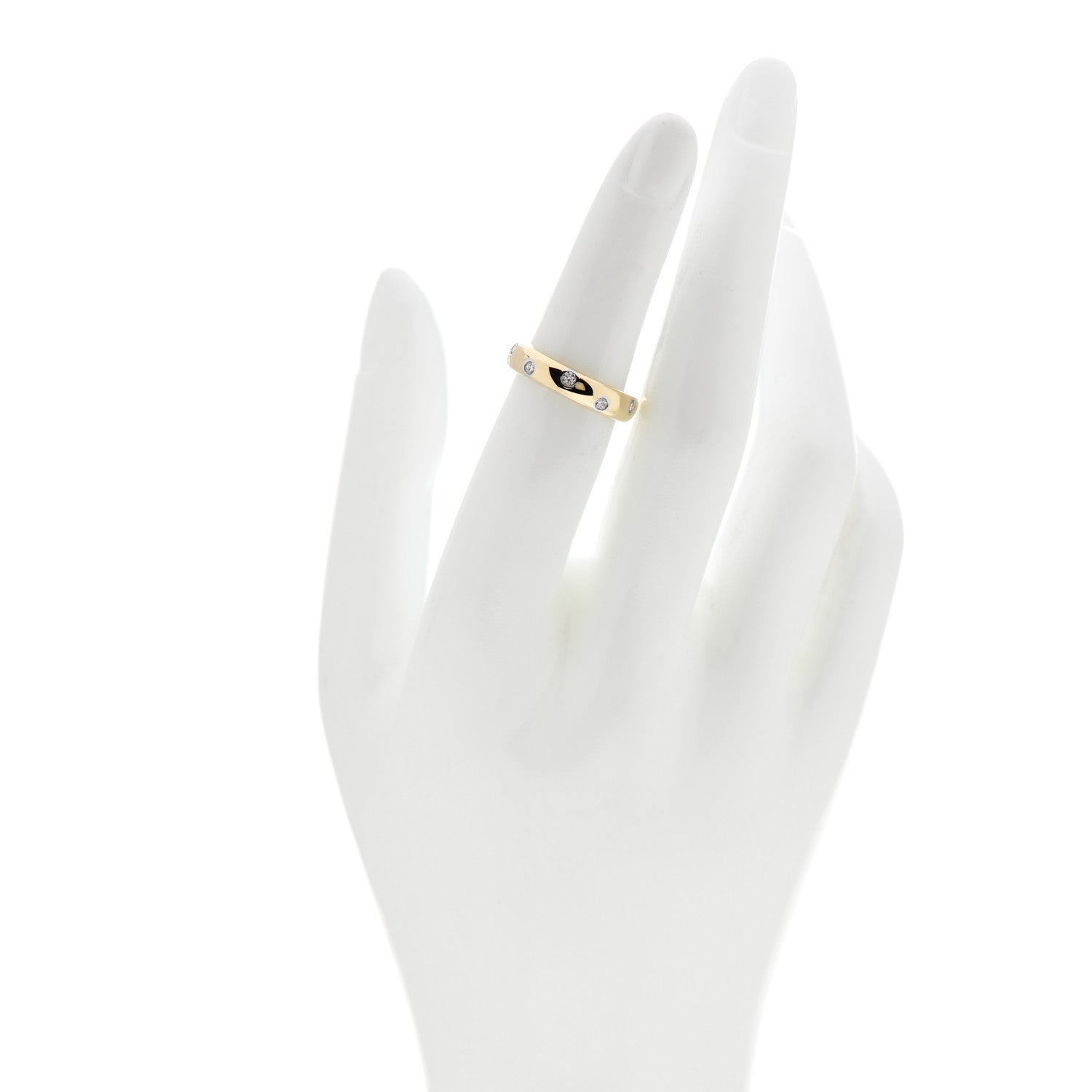 Tiffany 18K Yellow Gold Platinum Diamond 4mm Etoile Band Ring 50 5.25 2 of 5