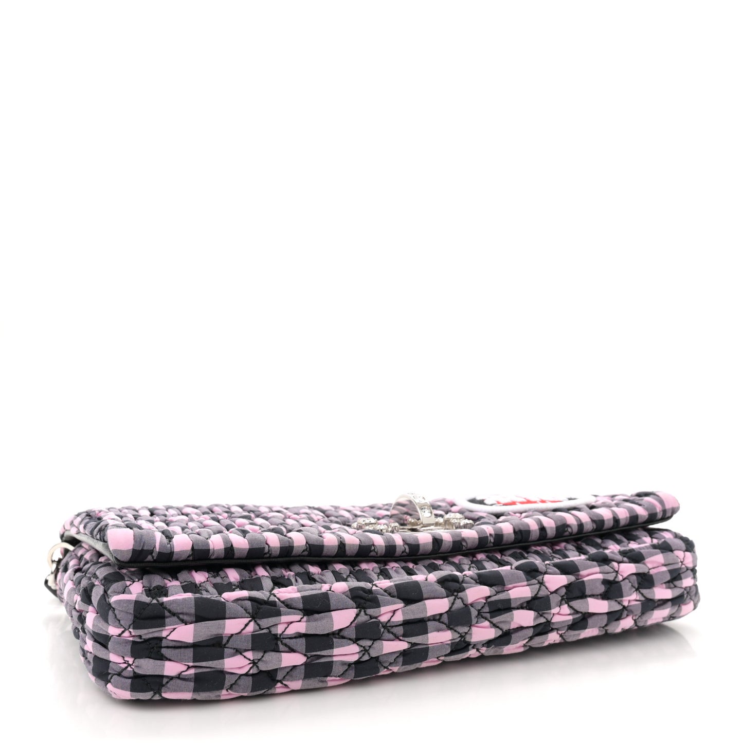 Cotton Matelasse Crystal Flap Shoulder Bag Multicolor