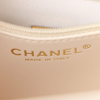 Chanel Shiny Aged Calfskin Quilted Nano Kelly Shopper White 6 of 10