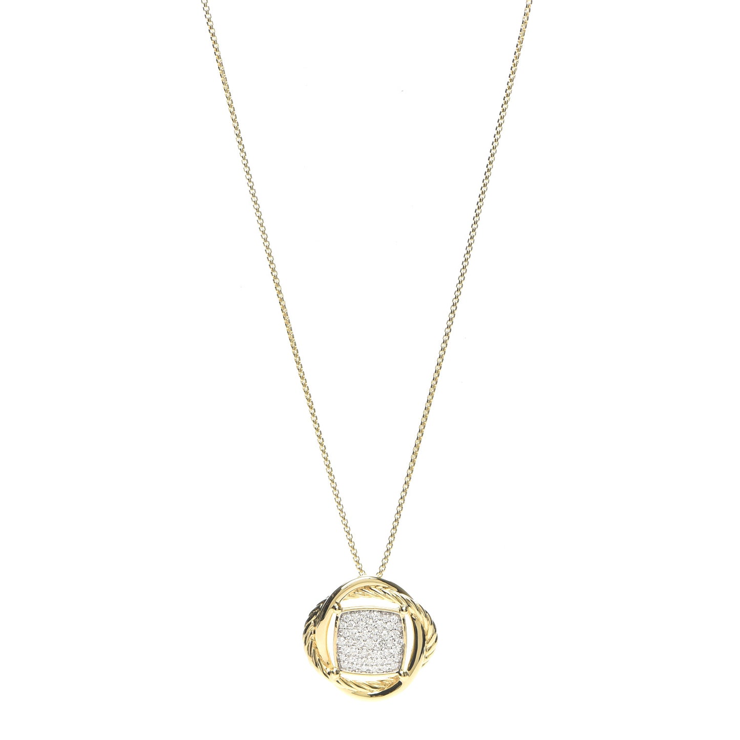18K Yellow Gold Diamond 20mm Infinity Pendant Necklace
