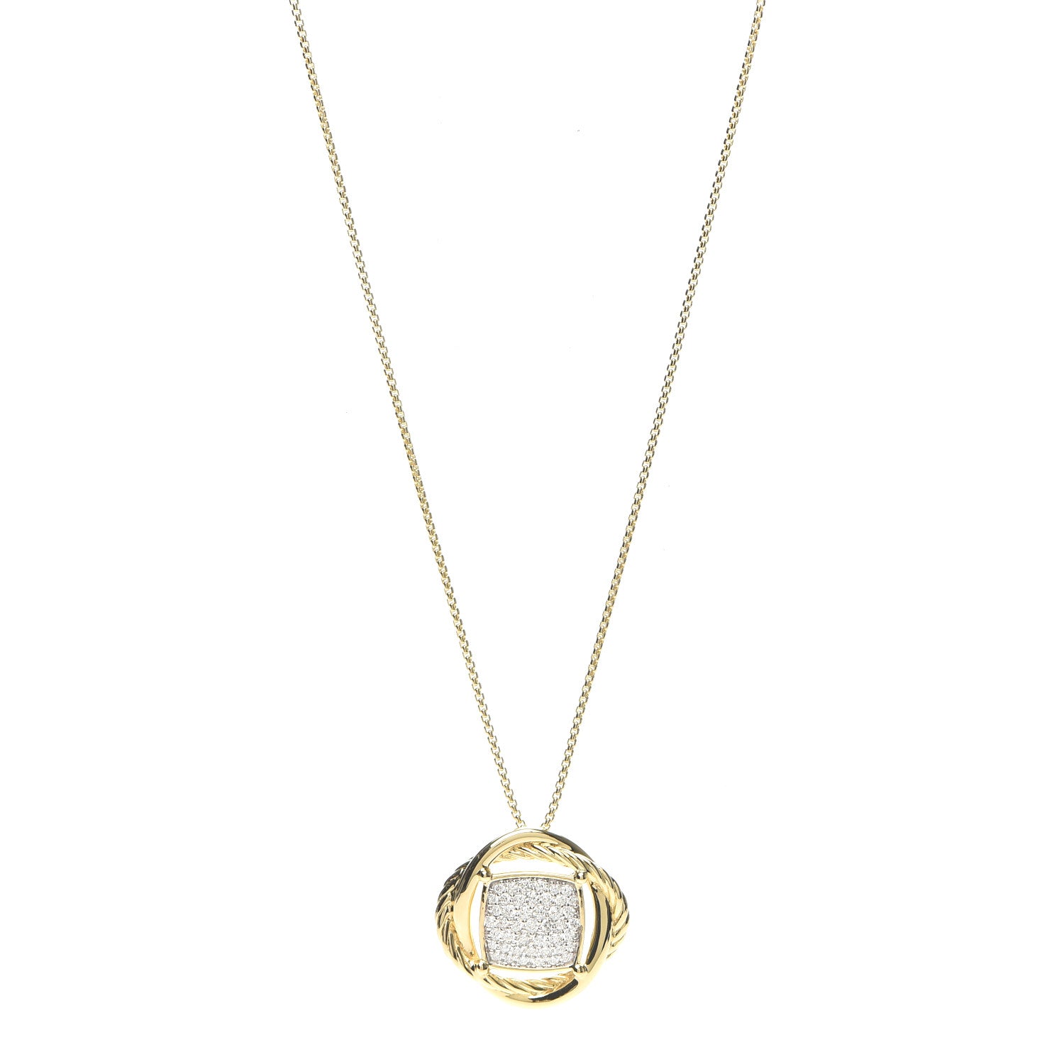 David Yurman 18K Yellow Gold Diamond 20mm Infinity Pendant Necklace 1 of 5