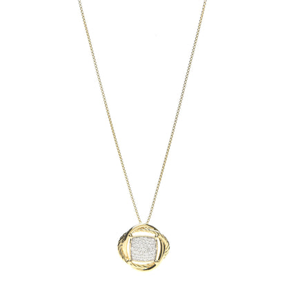 David Yurman 18K Yellow Gold Diamond 20mm Infinity Pendant Necklace 1 of 5