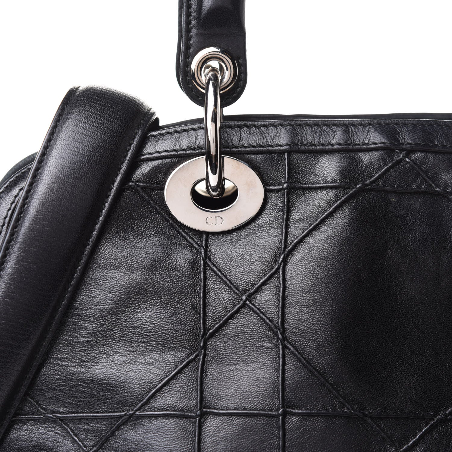 Christian Dior Lambskin Cannage Large Granville Tote Black 8 of 12