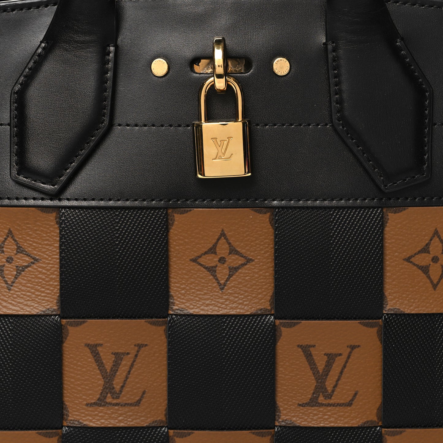 Calfskin Monogram Damier Tressage City Steamer PM Black