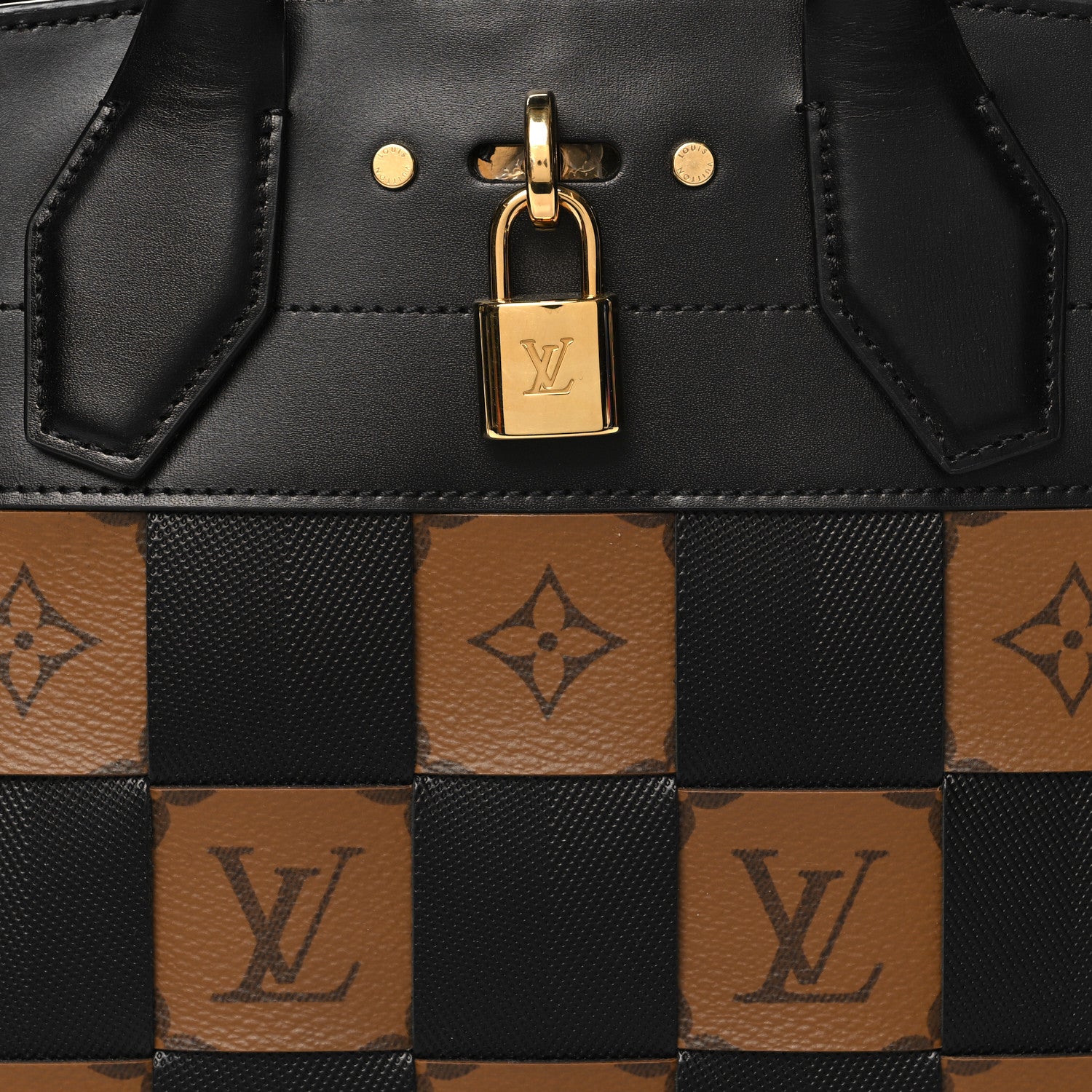 Louis Vuitton Calfskin Monogram Damier Tressage City Steamer PM Black 7 of 9