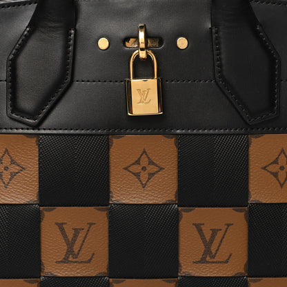 Louis Vuitton Calfskin Monogram Damier Tressage City Steamer PM Black 7 of 9