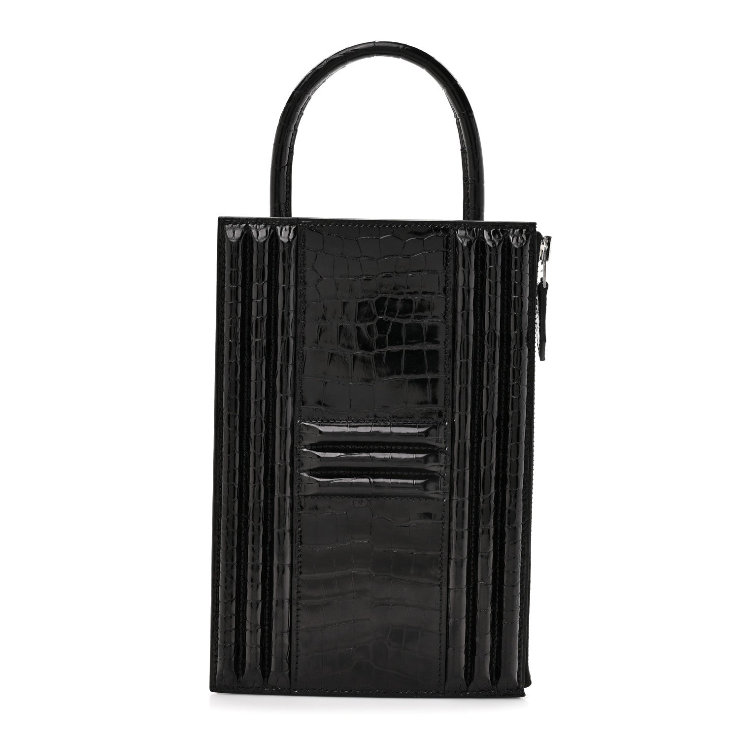 Hermes Shiny Porosus Crocodile Lisse Kelly Cadena Clutch Black 1 of 11