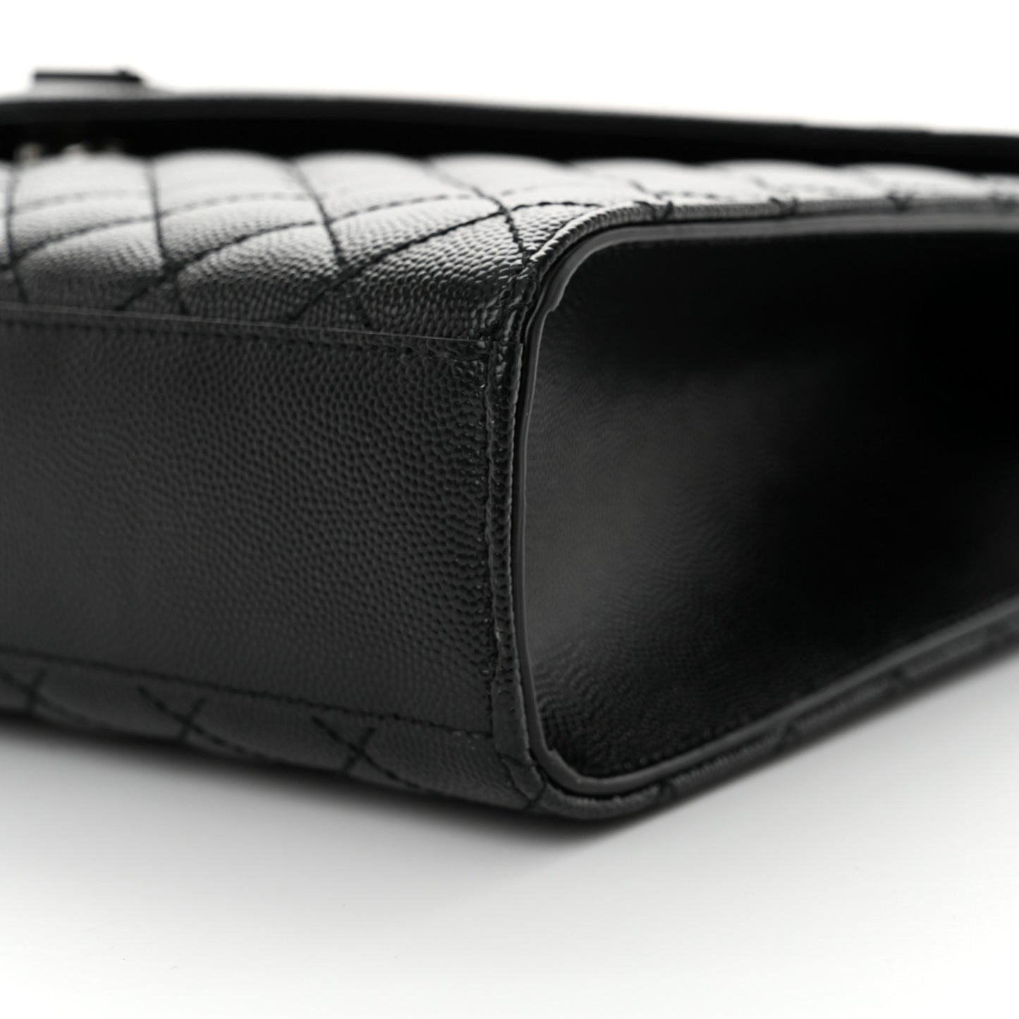 Grain De Poudre Textured Mixed Matelasse Large Triquilt Monogram Monochrome Satchel Black