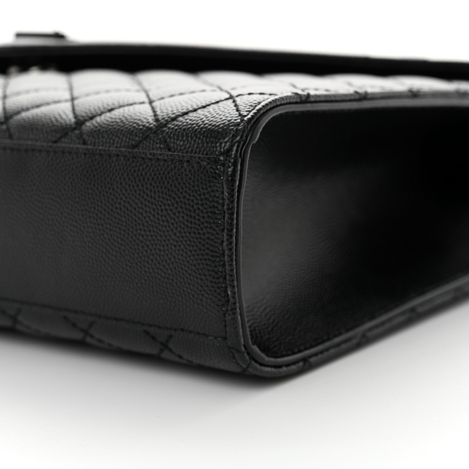 Saint Laurent Grain De Poudre Textured Mixed Matelasse Large Triquilt Monogram Monochrome Satchel Black 9 of 9