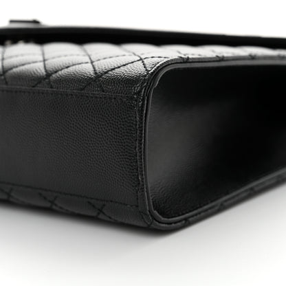 Saint Laurent Grain De Poudre Textured Mixed Matelasse Large Triquilt Monogram Monochrome Satchel Black 9 of 9