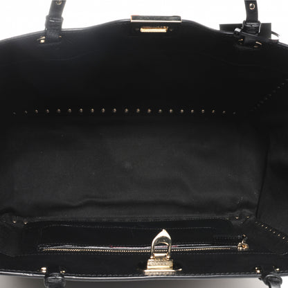 Valentino Garavani Textured Calfskin Medium Rockstud Tote Black 7 of 9
