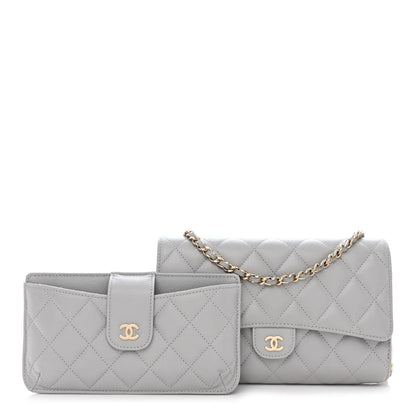Chanel Caviar Quilted Phone Holder Wallet on Removable Chain Grey 1 of 16