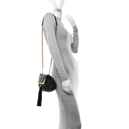 Alexander McQueen Nappa Studded Skull Box Chain Clutch Black Gold 2 of 13