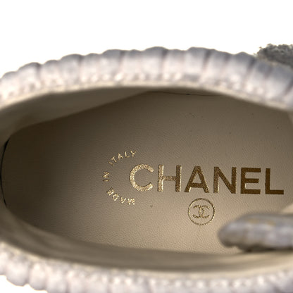 Chanel Tweed Patent Calfskin Velvet Lace Up Boots 39 White 7 of 8