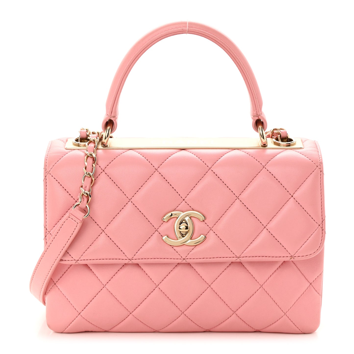 Lambskin Quilted Small Trendy CC Flap Dual Handle Bag Light Pink