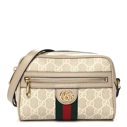 Gucci GG Supreme Monogram Textured Dollar Calfskin Mini Ophidia Shoulder Bag Beige Mystic White Oatmeal 1 of 10