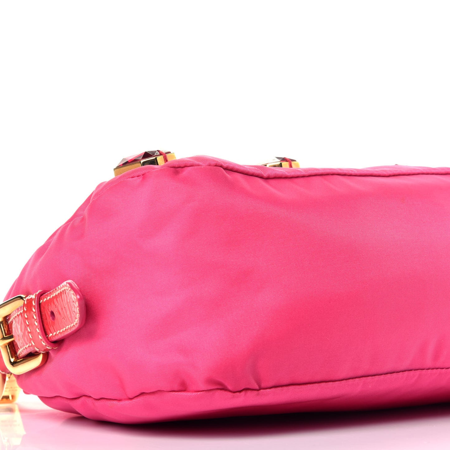 Tessuto Nylon Pietre Jeweled Shoulder Bag Fuxia