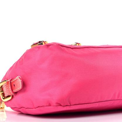 Prada Tessuto Nylon Pietre Jeweled Shoulder Bag Fuxia 7 of 8