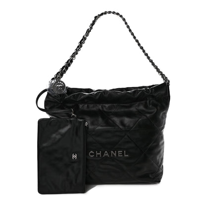 Chanel Shiny Calfskin Quilted Small Chanel 22 Black 1 of 9