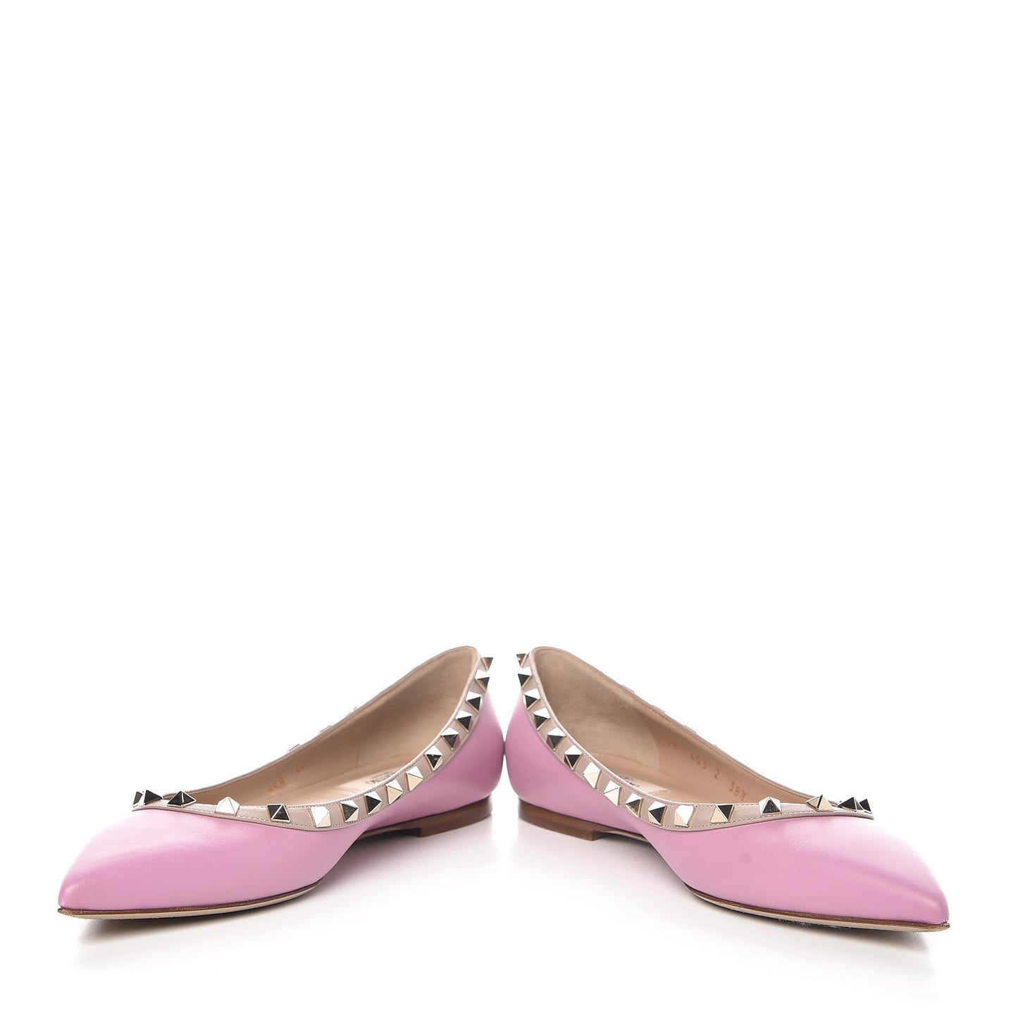 Calfskin Nappa Rockstud Ballerina Flats 38.5 Giacinto Poudre