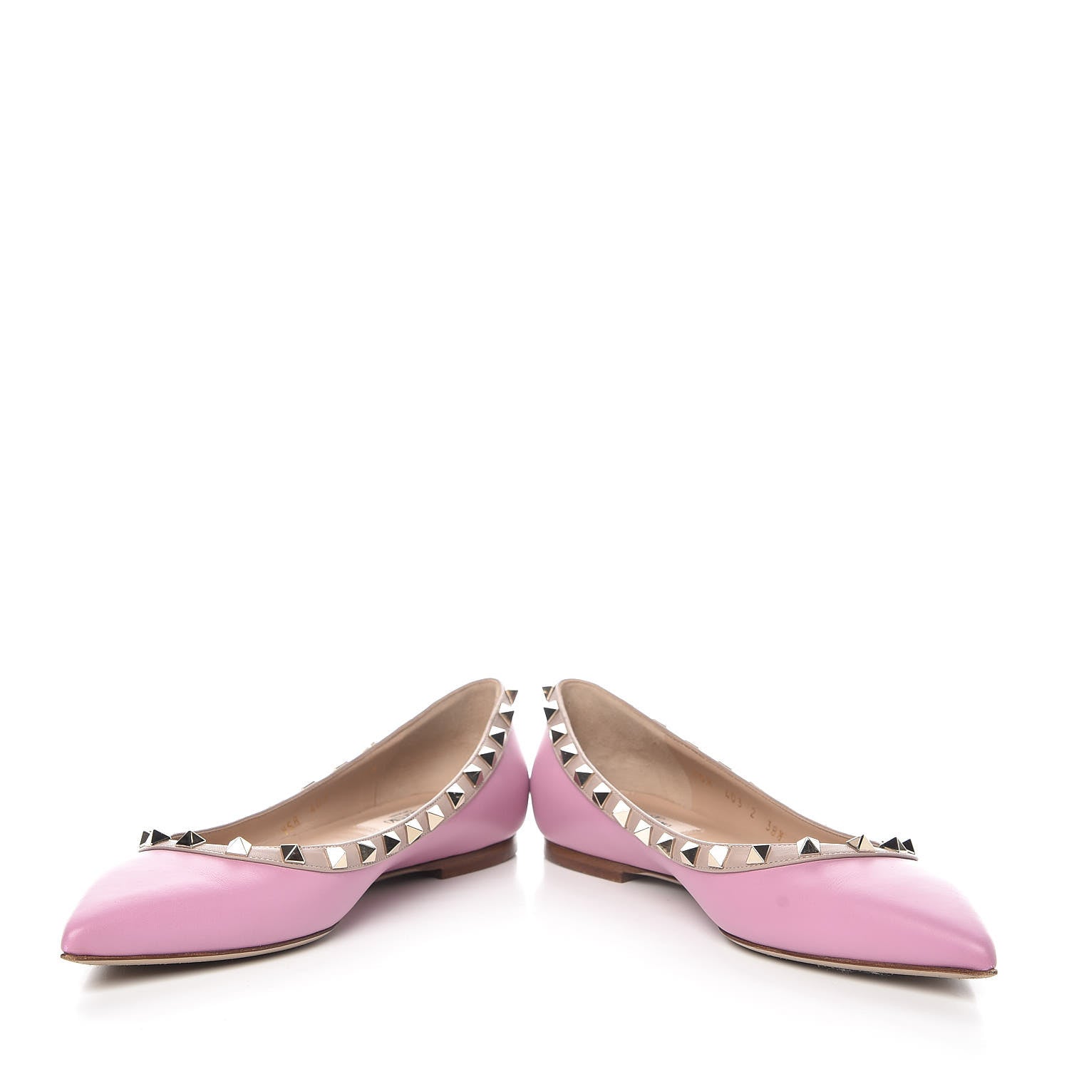 Valentino Garavani Calfskin Nappa Rockstud Ballerina Flats 38.5 Giacinto Poudre 5 of 15