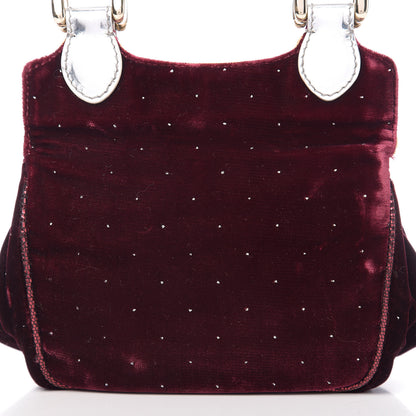 Fendi Velvet Calfskin Goatskin Neve Evening Bag Bordeaux 7 of 9