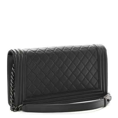 Chanel Calfskin Quilted Boy Clutch With Removable Chain So Black 3 of 12