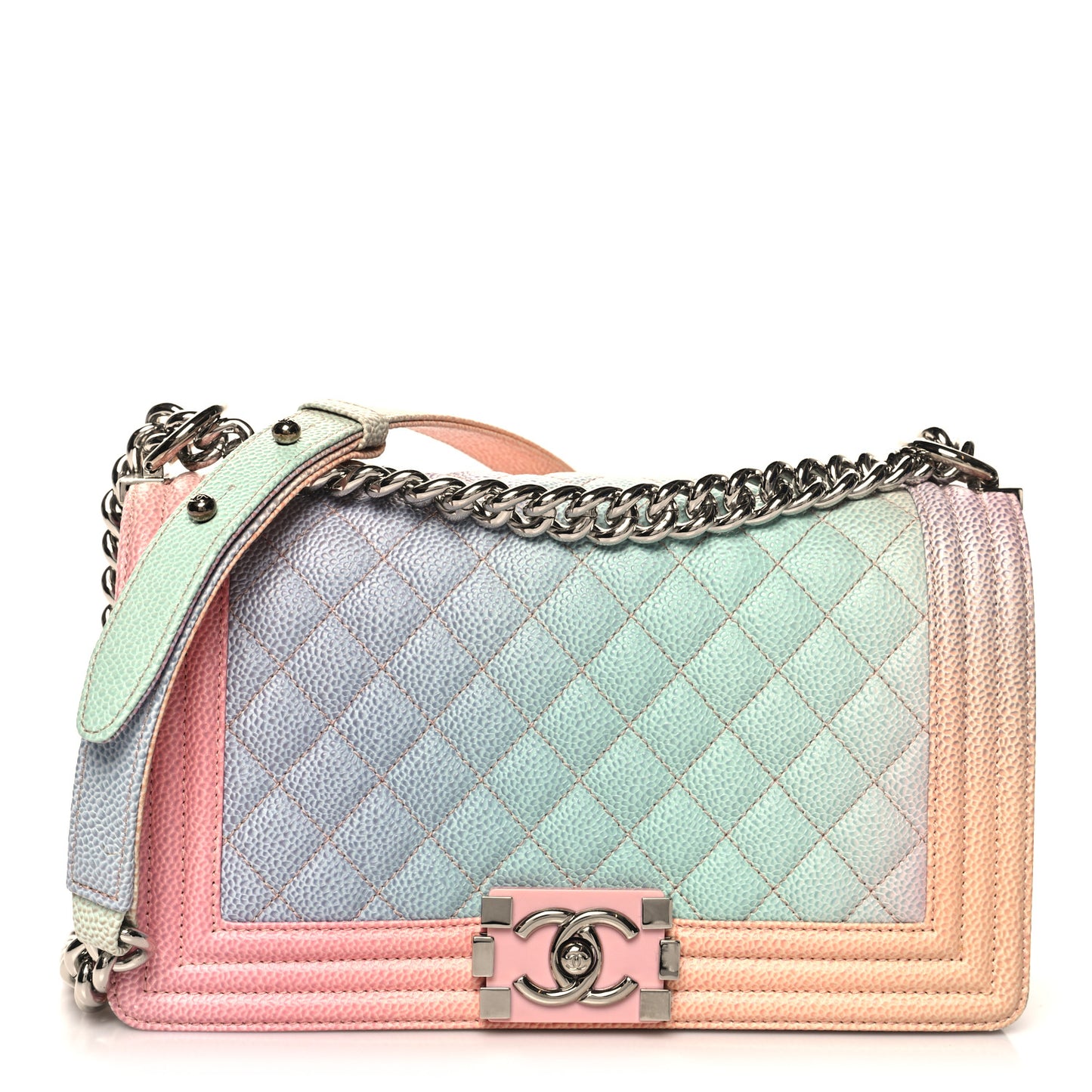 Caviar Quilted Medium Cuba Rainbow Boy Flap Multicolor