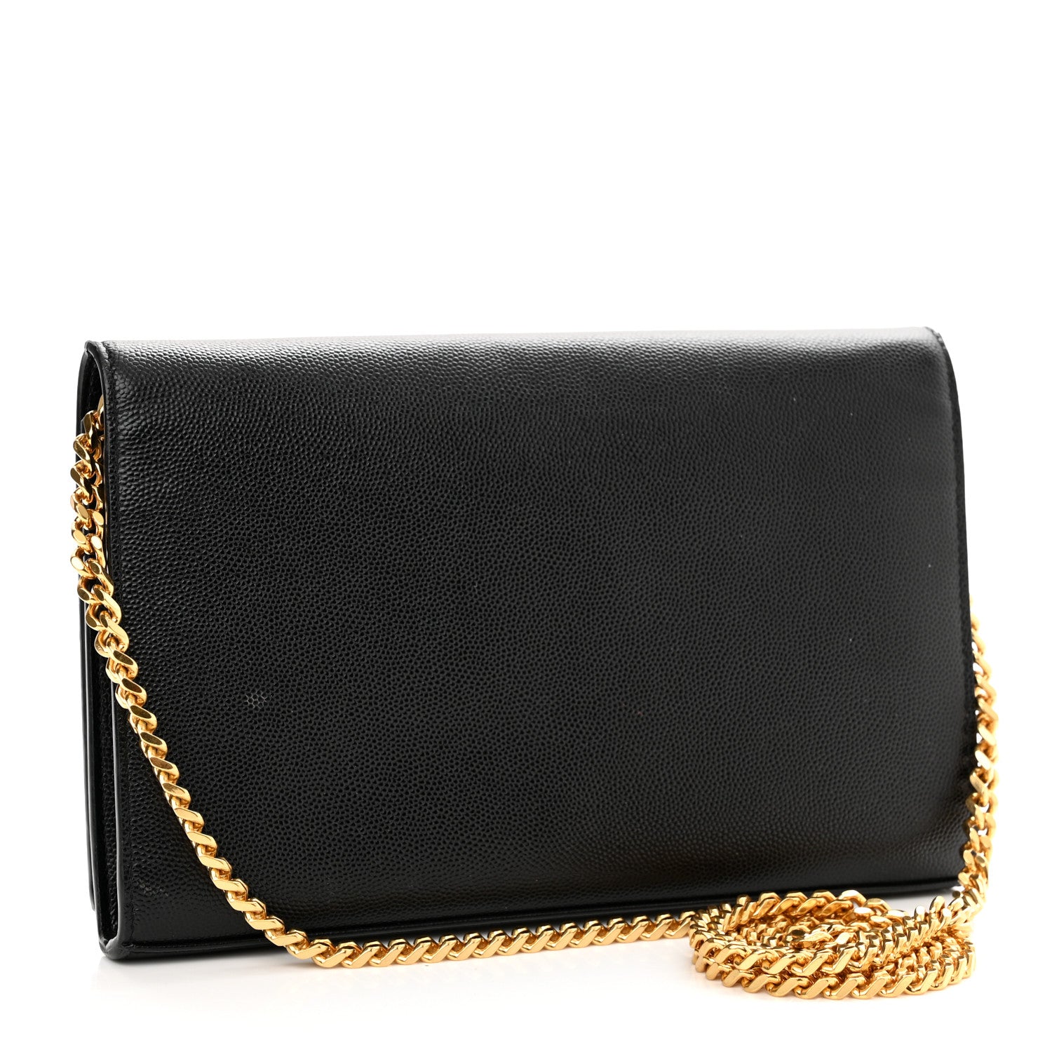 Saint Laurent Grain De Poudre Monogram Chain Wallet Black 3 of 17
