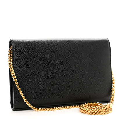 Saint Laurent Grain De Poudre Monogram Chain Wallet Black 3 of 17