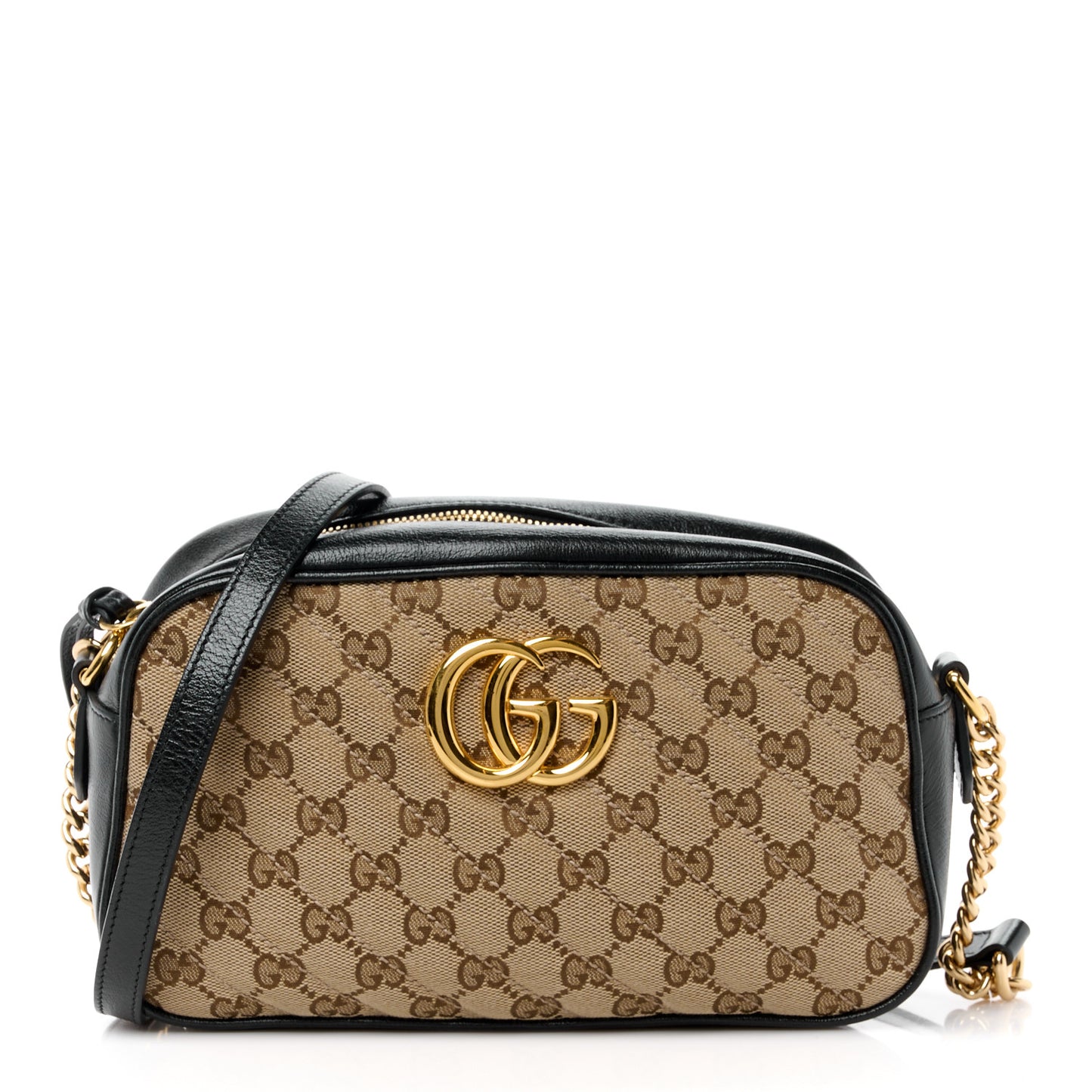 Monogram Matelasse Diagonal Small GG Marmont Chain Shoulder Bag Beige Black