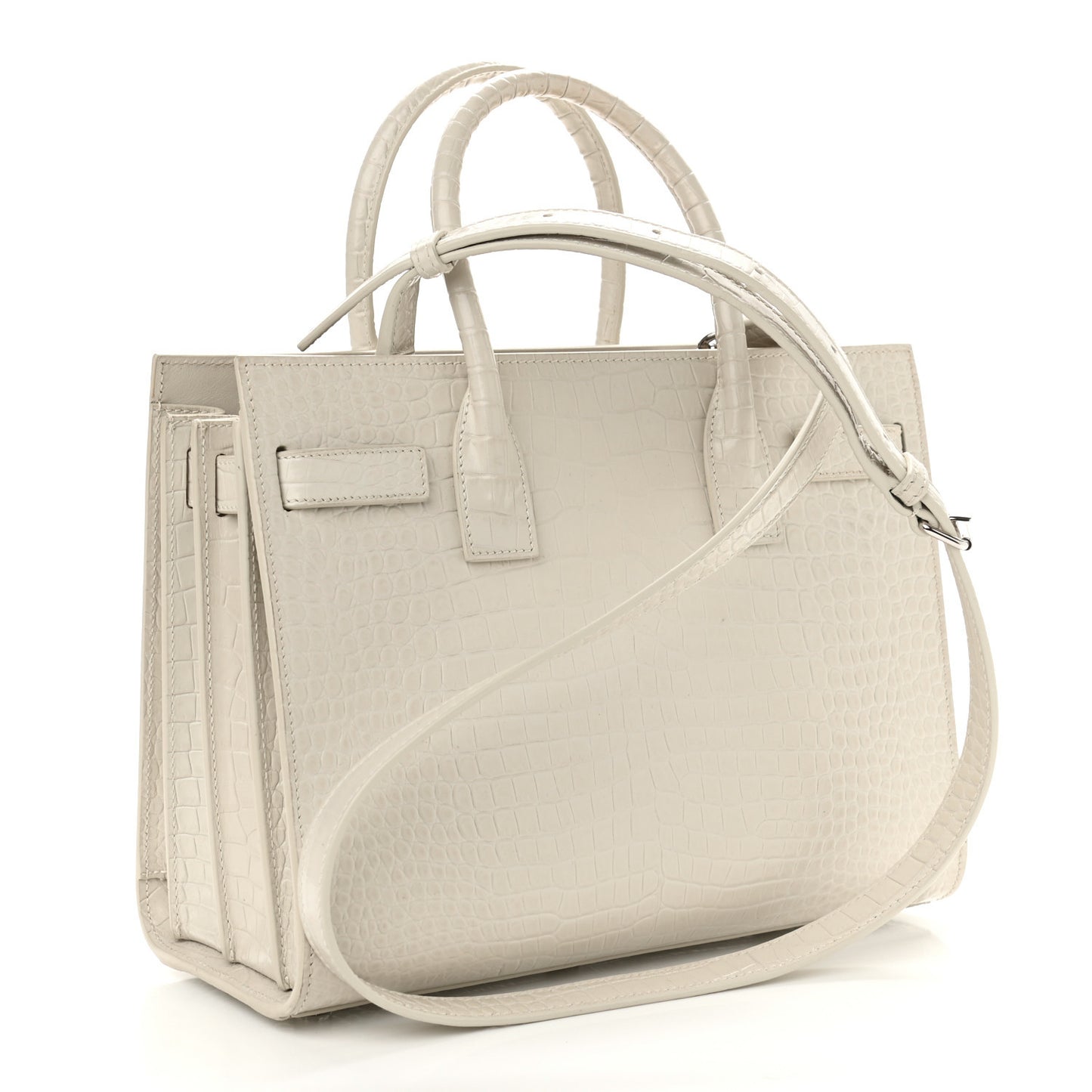 Calfskin Crocodile Embossed Baby Sac De Jour Gris Perle