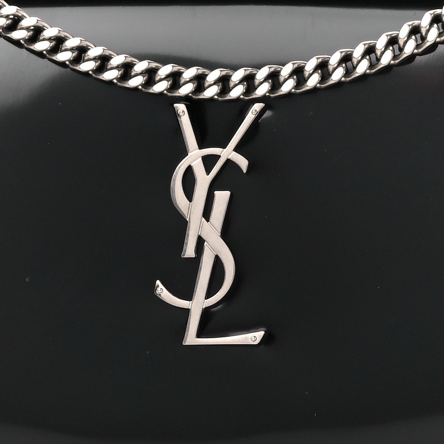 Saint Laurent Glazed Calfskin Cassandre Wallet On Chain WOC Black 7 of 10