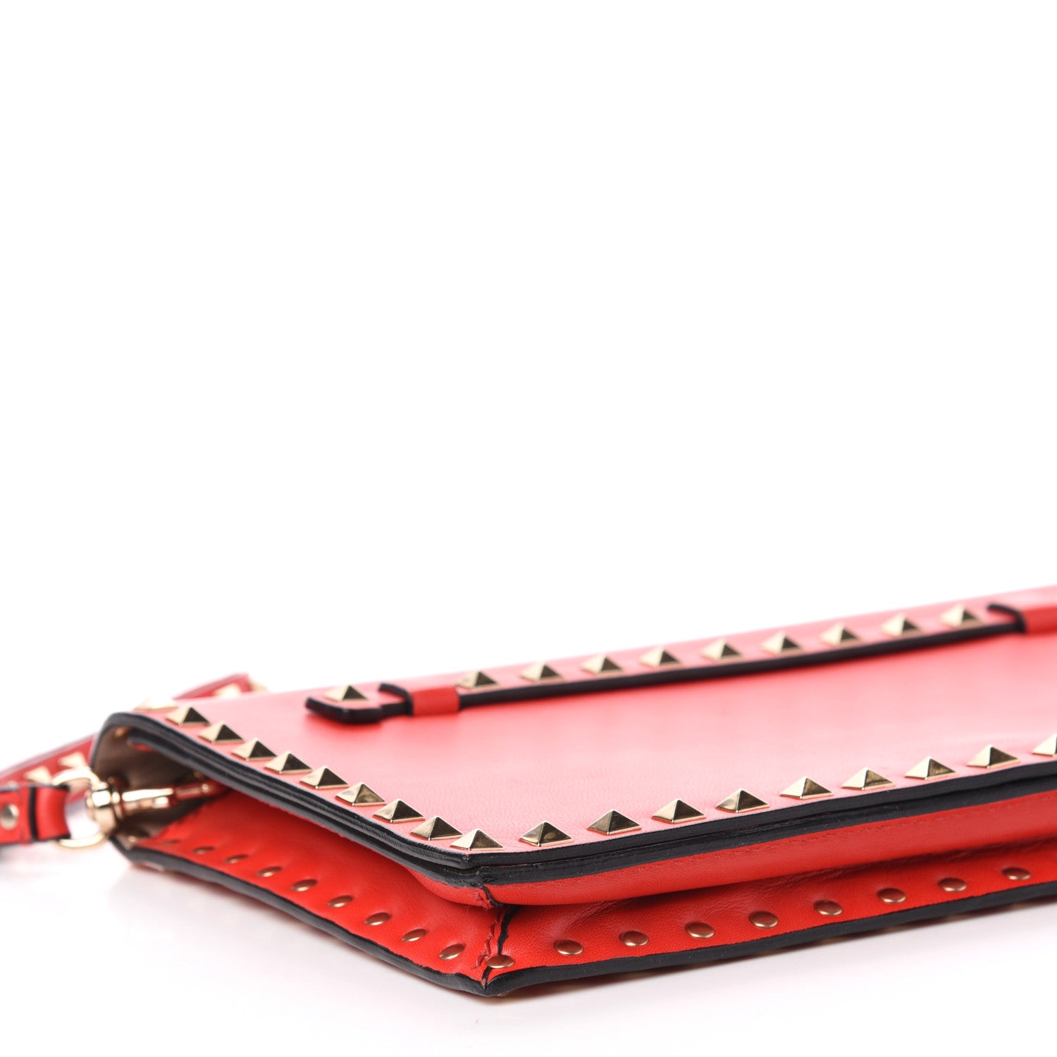 Valentino Garavani Nappa Rockstud Wristlet Clutch Deep Orange 10 of 12