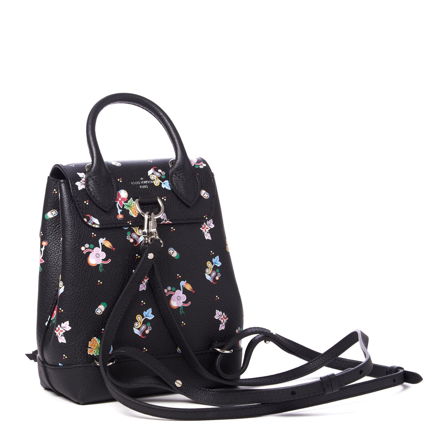 Louis Vuitton Calfskin Flower Lockme Mini Backpack Black Multicolor 2 of 9