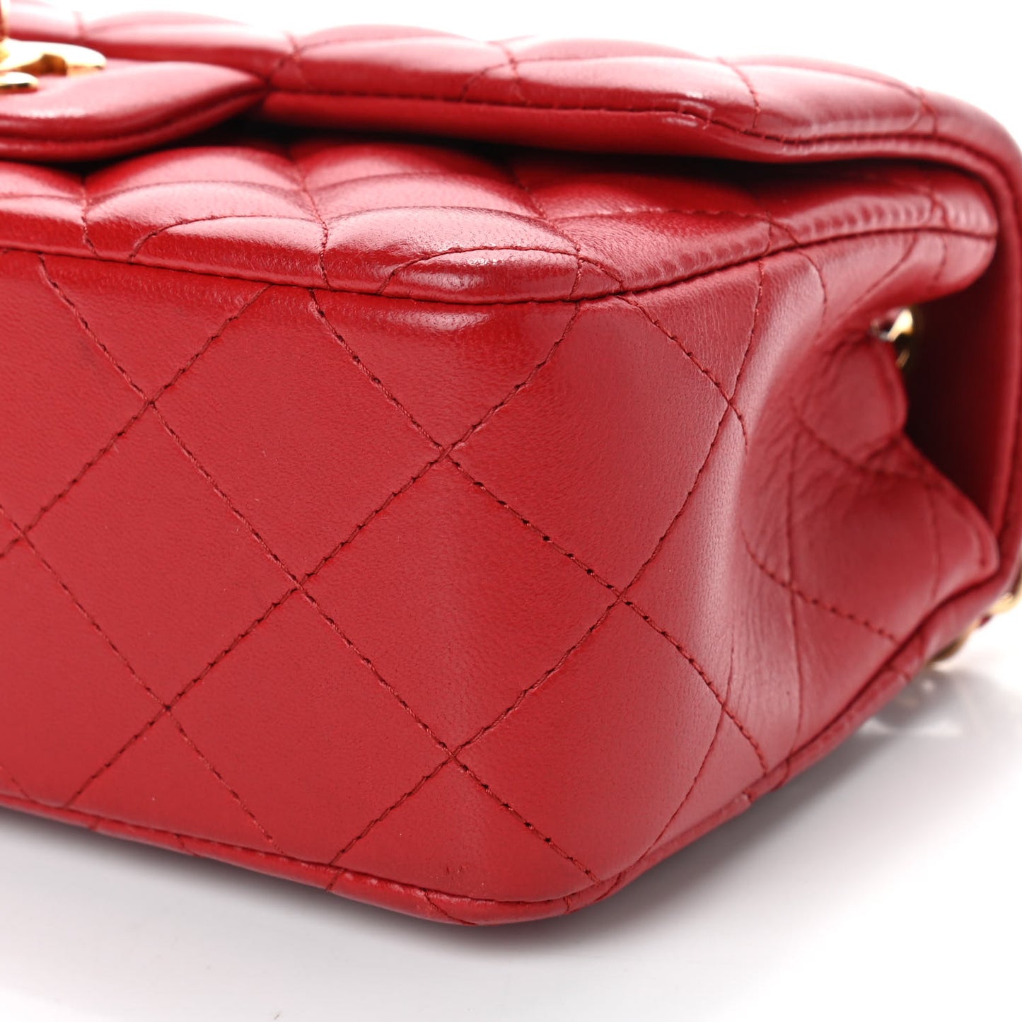 Lambskin Quilted Mini Rectangular Flap Red