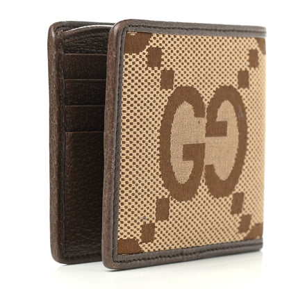 Gucci Monogram Jumbo GG Textured Dollar Calfskin Wallet Camel Ebony New Acero 3 of 7