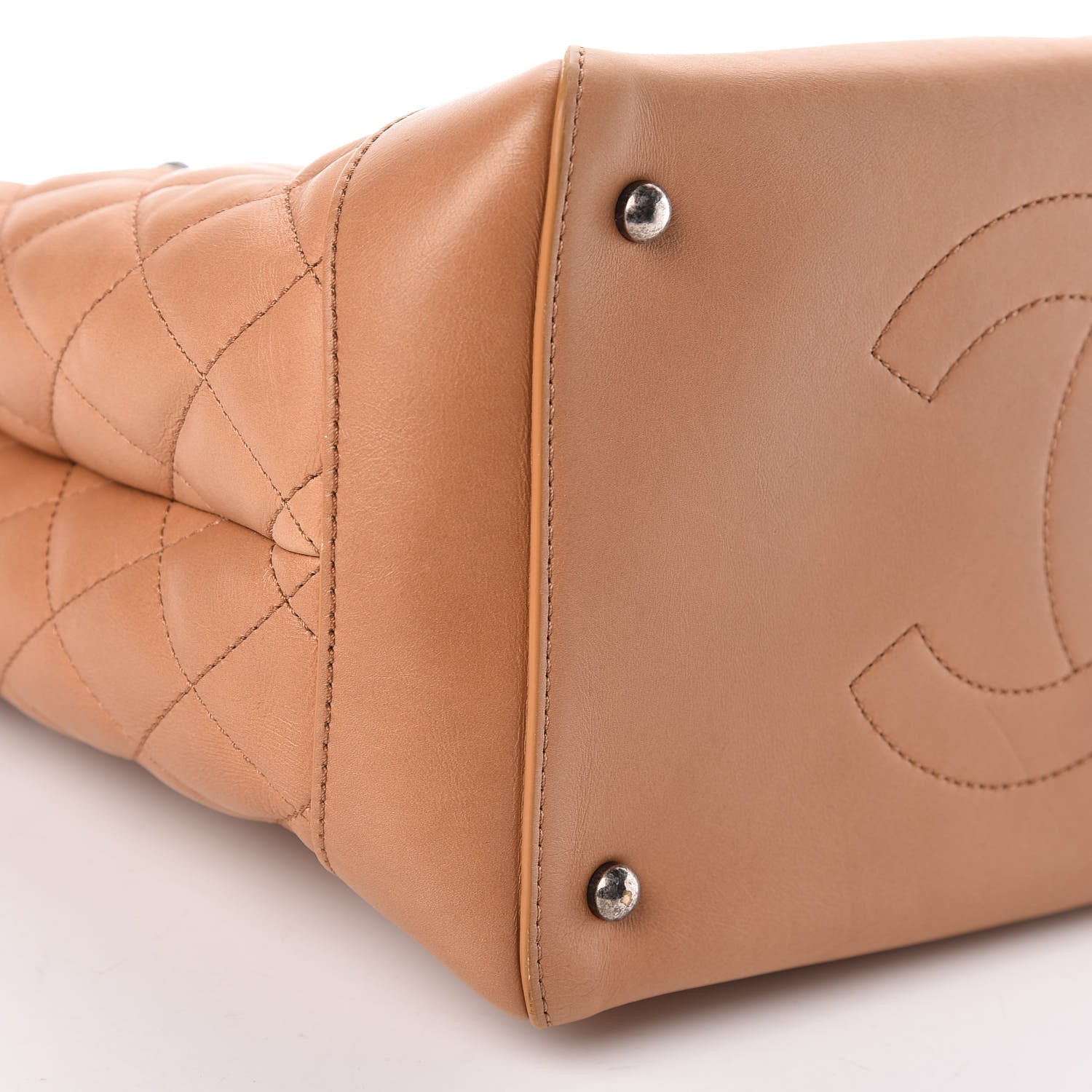 Chanel Calfskin Quilted Small Easy Shopping Tote Dark Beige 9 of 11