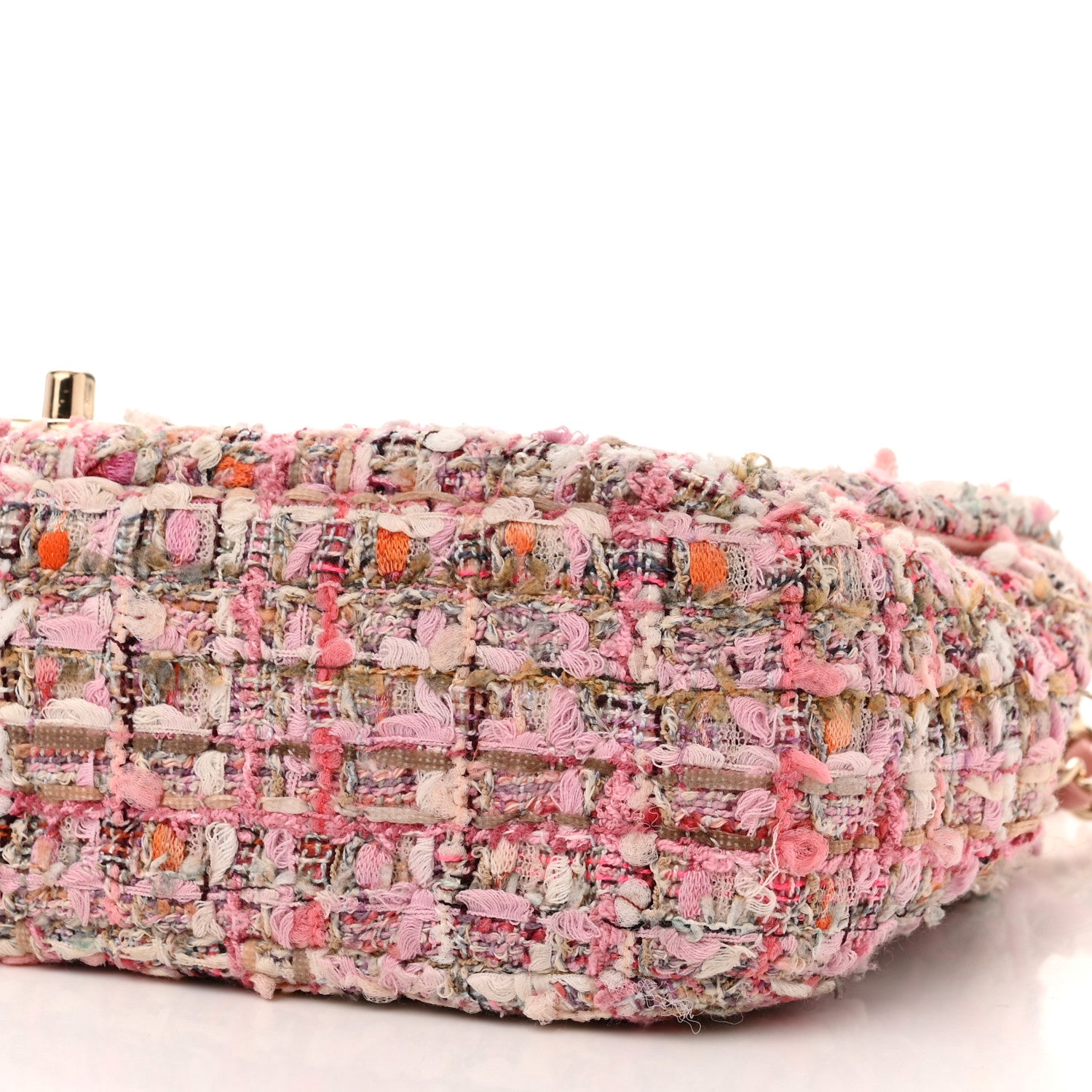 Chanel Tweed Medium Pearl Handle Flap Pink Beige Orange Ecru 9 of 9