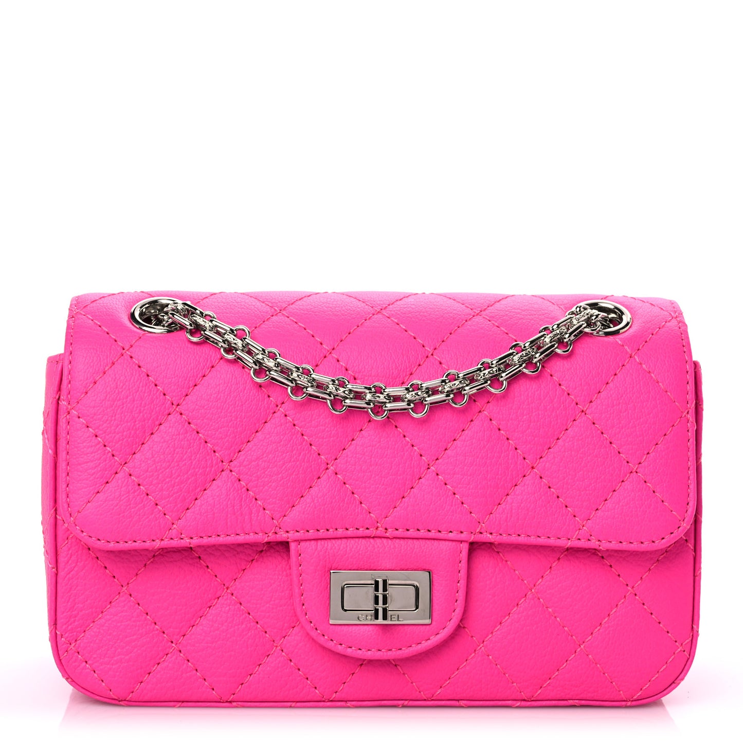 Goatskin Quilted 2.55 Reissue Mini Flap Fluorescent Pink