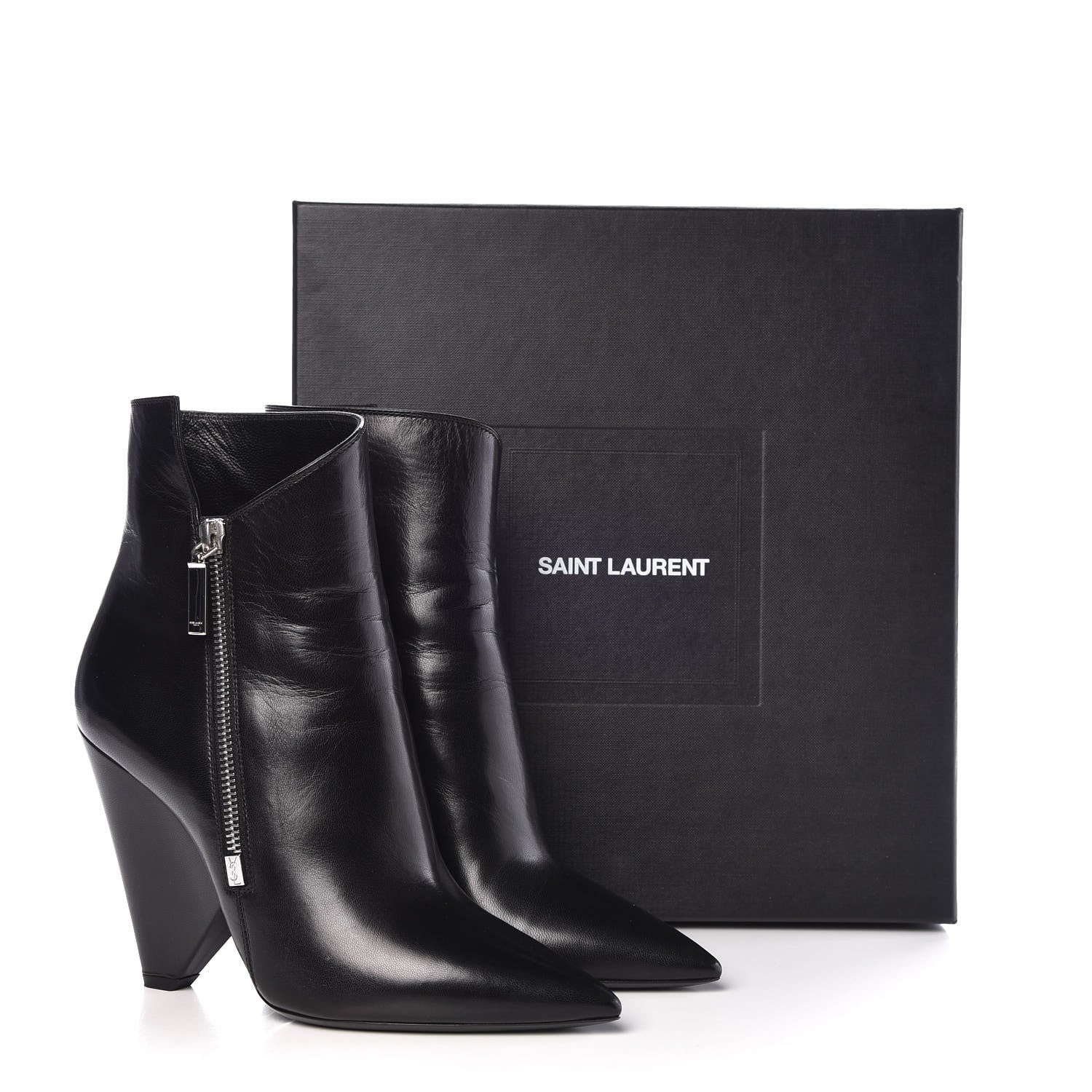 Saint Laurent Calfskin Niki 105 Wedge Booties 38.5 Black 9 of 9