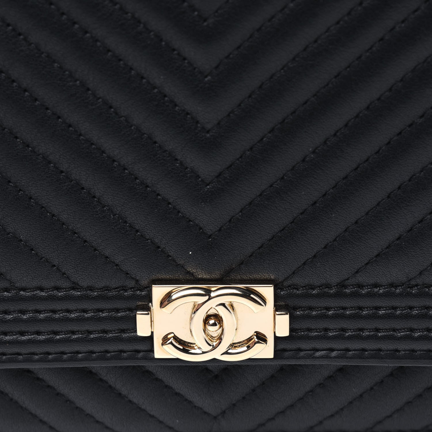 Chanel Calfskin Chevron Boy Wallet On Chain WOC Black 11 of 12