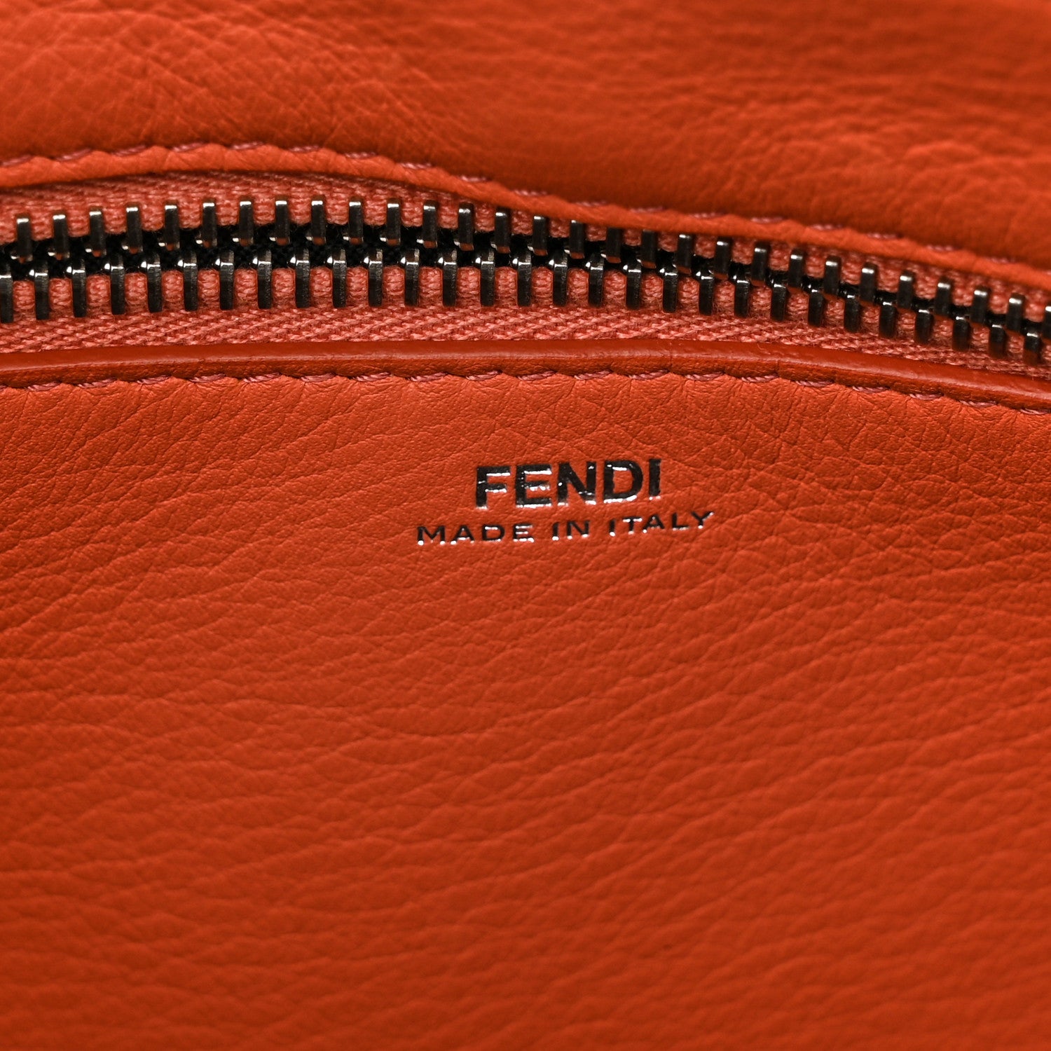 Fendi Vitello Baltico Century Dolce Waves DotCom Satchel Black Terracotta 6 of 12